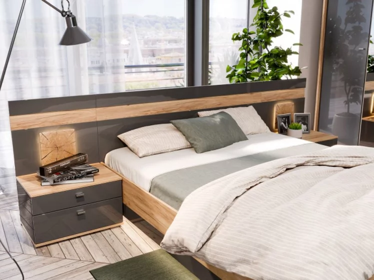 Спальный гарнитур Фиджи №5 Дуб Золотой Антрацит_2