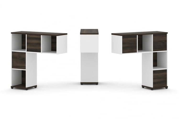 Надставка на стол низкая двухсторонняя + задняя стенка (5 шт.) CONCEPT CN.DNN-001 Дуб Мали Белый бриллиант Черный металл_0