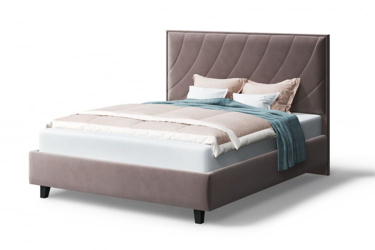 Кровать СОФИЯ 2000*1800мм (на опорах), велюр Бренди лайт 05 (кофе), (б/основания, б/матраса)_0