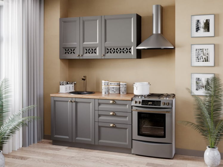 Шкаф кухонный 600 высокий Амели-3 ЛД 299.450.000.047 Черный Оникс серый_2