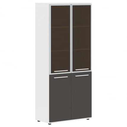 Шкаф комбинированный  с дверьми в металлической раме ЕДИС ЕХCС 85.7 Мокко Белый Белый / EDIS EHCS_0