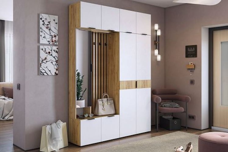 Антресоль двухдверная Бери MPR-025 Дуб крафт золотой/белое дерево_4