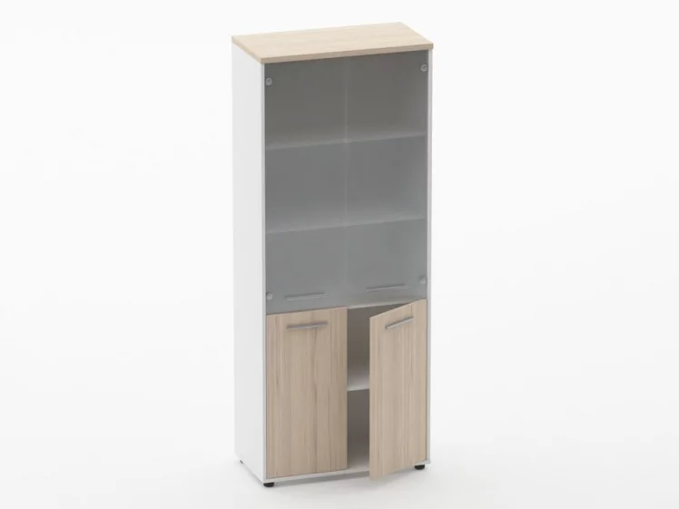 Шкаф 4 широкий верх стеклянные двери, низ закрытый Deka 10.19.171 Туя/Белый_1