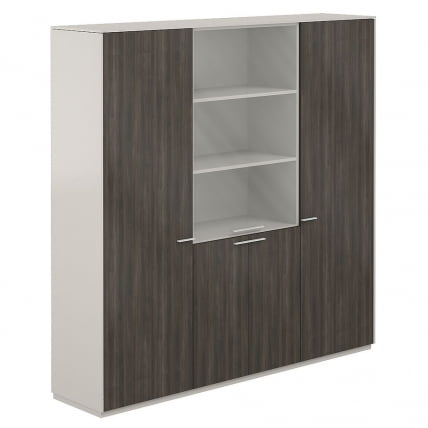 Шкаф высокий тройной с отделением для одежды Atlas NZ-0303+NZ-0341+NZ-0303.GS.BT Серый камень Бренсон Трюфель_0