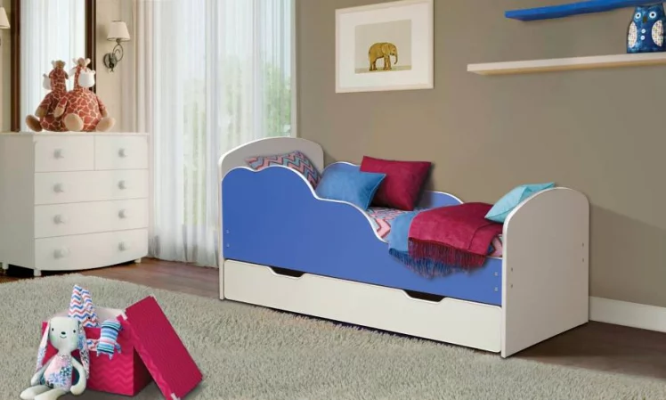 Кровать детская ОБЛАКА №2 700*1400 Белый/Ярко-розовый_0