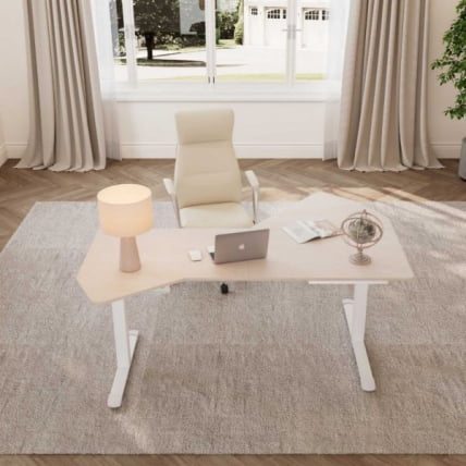 Стол компьютерный с электроприводом Eureka ERK-EDI-FS-MW (Fan shaped), клен_6