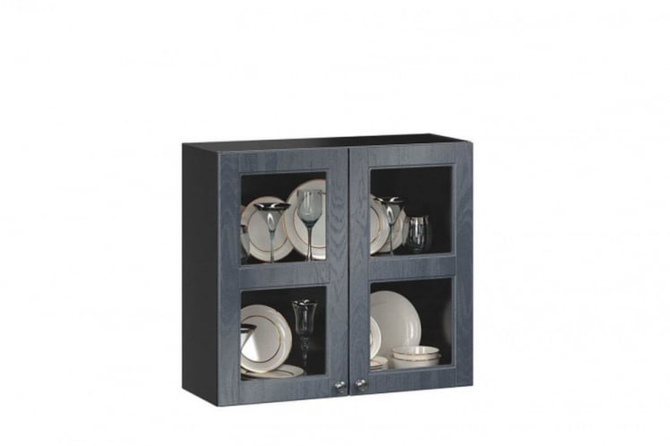 Шкаф кухонный 800 со стеклом Тип 1 Мокка ЛД 274.360.000.160 Черный Дуб фактурный антрацит_0