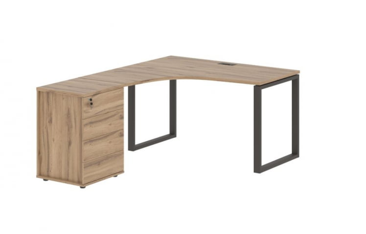 Стол эргономичный с тумбой левый EDIS EQCET 1318 L Дуб Денвер светлый Мокко_0