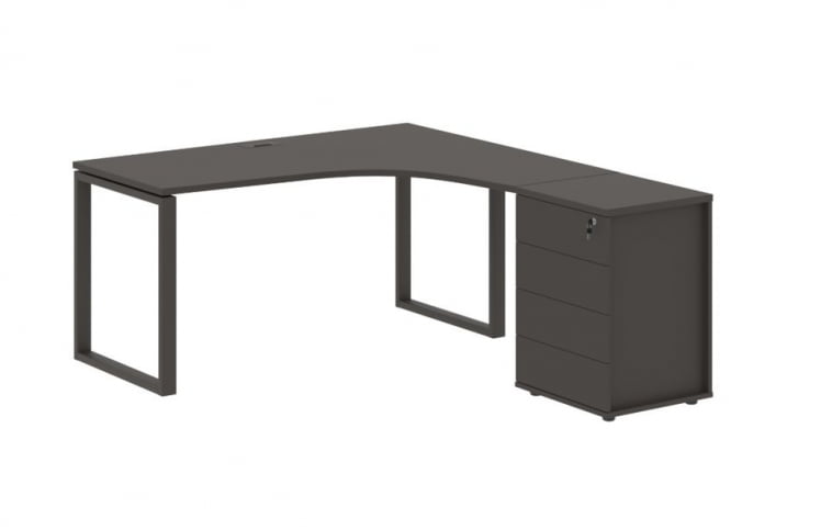 Стол эргономичный с тумбой правый EDIS EQCET 1518 R Мокко_0