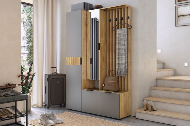 Прихожая Бери К2 Дуб крафт золотой/графит_0