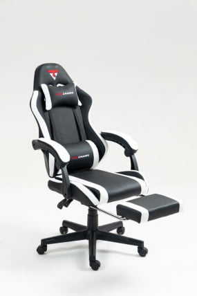 Кресло спортивное ТопЧаирс Пропхет с оттоманкой черно-белый / TopChairs Prophet_7