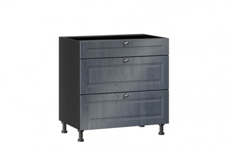 Тумба кухонная 800 с 3 ящиками ЛЮКС (5) Мокка ЛД 274.200.000.138 Черная Дуб фактурный антрацит_0