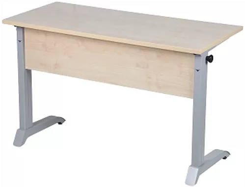 Парта двухместная с прямыми углами (рост №6) Клен Танзау/Металл Серый_0