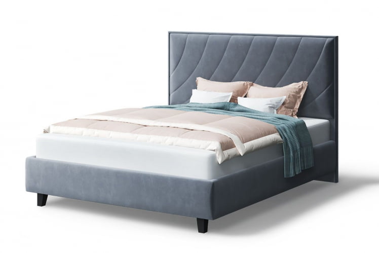 Кровать СОФИЯ 2000*1400мм (на опорах), велюр Бренди лайт 28 (серый), (б/основания, б/матраса)_0