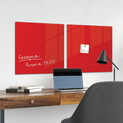 Доска магнитно-маркерная стеклянная BRAUBERG 45х45 см Красная_4