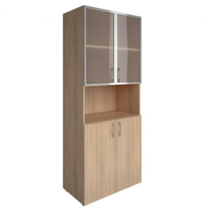 Шкаф книжный со стеклом в раме без топа YALTA LT-ST 1.4R Снежная Патина_0