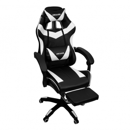 Кресло 088 цвет черный/белый с массажем 088-black-white-mass_1