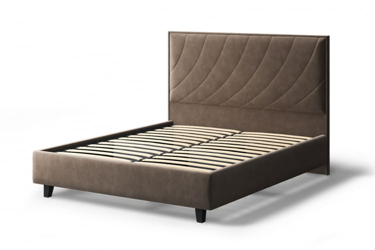 Кровать СОФИЯ 2000*1800мм (на опорах), велюр Бренди лайт 29 (коричневый), (б/основания, б/матраса)_1