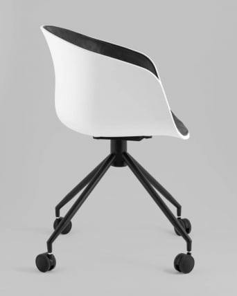 Кресло офисное LIBRA пластик белый экокожа черная на колесиках_5