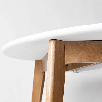 Стол обеденный Орион Plus 100x100 Эмаль белая Морилка Дуб натуральный_2