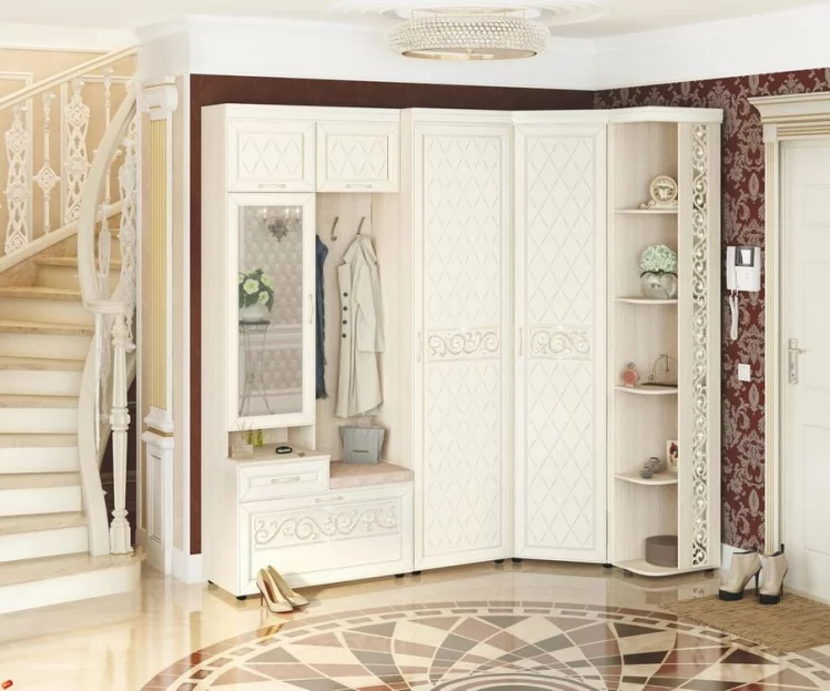 Панель с крючками и зеркалом (лев/прав) Тиффани 47.08.1 Сосна Астрид Мелинга Игуана Бежевый_6