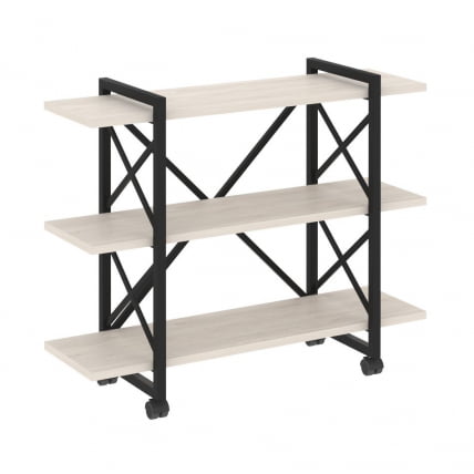 Стеллаж на колесных опорах - 3 полки LOFT  VR.L-MST.K-3.8V Металл черный Денвер светлый_0