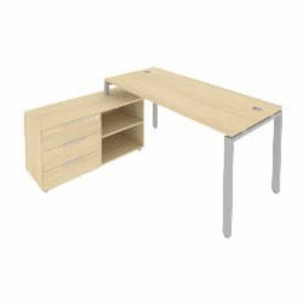 Рабочая станция на П-образном м/к с опорной тумбой левая Metal System Б.РС-СТС-2.4 Л Акация/Серый_0