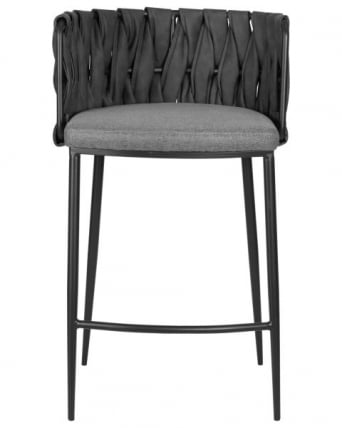 Стул полубарный ДОБРИН АМЕЛИА CОУНТЕР (серая ткань (Ф-48), темно-серый винтажный ПУ (МФ-12)) 4 шт / DOBRIN AMELIA COUNTER (F-48), PU (MF-12))_5