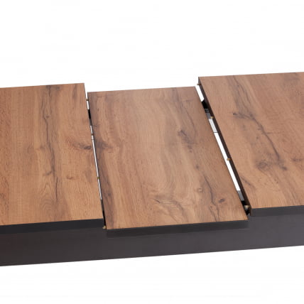 Стол АЛИГЕРЙ ЛДСП/ХПЛ/опора-массив березы , 130 х 75+30 х 75 см, Дуб Вотан/чёрный / ALIGERY ЛДСП/HPL/опора-массив_8