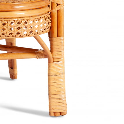 Террасовый комплект ПЕЛАНГИ (стол со стеклом + 2 кресла) / с подушками / ротанг, кресло 65х65х77см, стол диаметр 64х61см, Хоней (мед) / PELANGI Honey_9