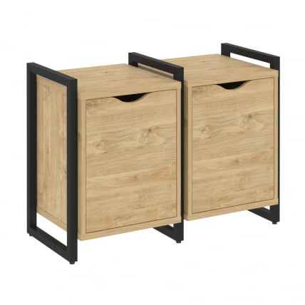 Тумба на регулируемых опорах наборная. Вариант №2 LOFT VR.L-TN-2.O Металл черный Тиквуд светлый_0