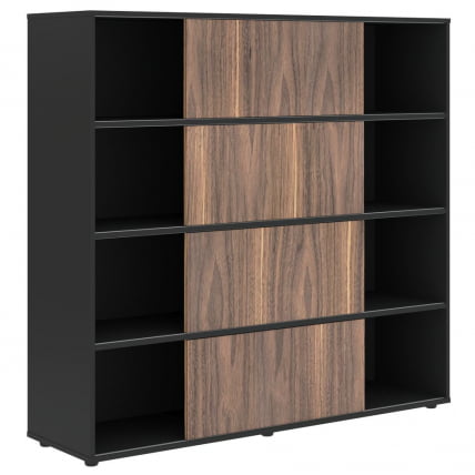 Стеллаж со слайд-дверьми VELION VENEER VRMCS 1615 Американский орех Яшма черная_1