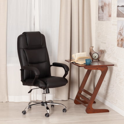 Кресло БЕРГАМО хром (22) кож/зам, черный, 36-6 / BERGAMO_17