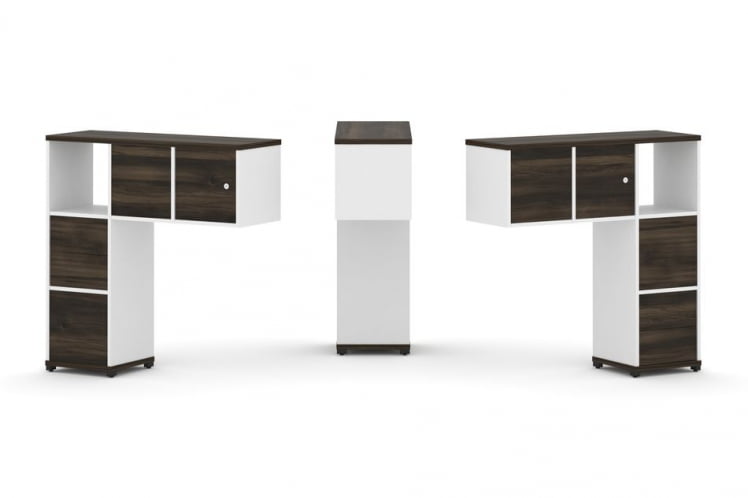 Надставка на стол низкая двухсторонняя + задняя стенка (4 шт.) + блок с 2-мя ящиками (2 шт.) + распашной фасад (2 шт.) CОНCЕПТ CН.ДНН-004 Дуб Мали Белый бриллиант Черный металл / CONCEPT CN.DNN-004_0