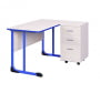 Стол учителя с тумбой 1350х650 с антивандальной полиуретановой кромкой Синий/Серый_3680893