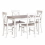 Обеденный комплект Хадсон (стол + 4 стула)/ Hudson Dining Set (mod.0104) МДФ/тополь/меламин, стол: 118х74х73 см, стул: 42,5x46,5x93,5 см, white (белый) / grey (серый)_954316