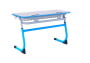 Парта двухместная регулируемая по высоте SMARTY с углом наклона столешницы и антивандальной полиуретановой кромкой (рост 5-7) Голубой/Серый_3680792