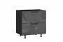 Тумба кухонная 800 с 2 ящиками (4) Герда ЛД 279.150.000.076 Чёрный/Антрацит глянец_192928